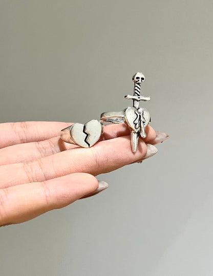 Silver Broken Heart Ring