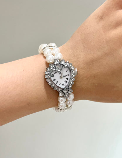Silver Heart Watch Bracelet