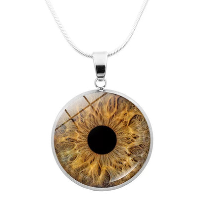 Realistic Glass Iris Pendant Necklace