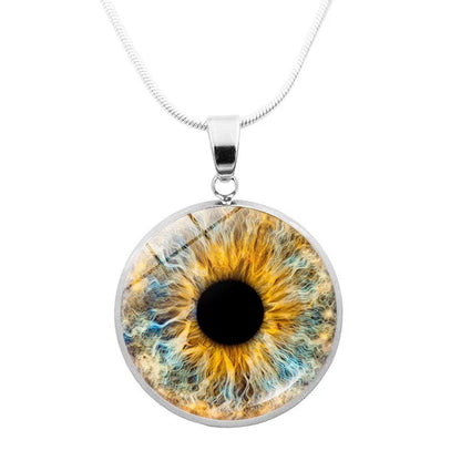 Realistic Glass Iris Pendant Necklace