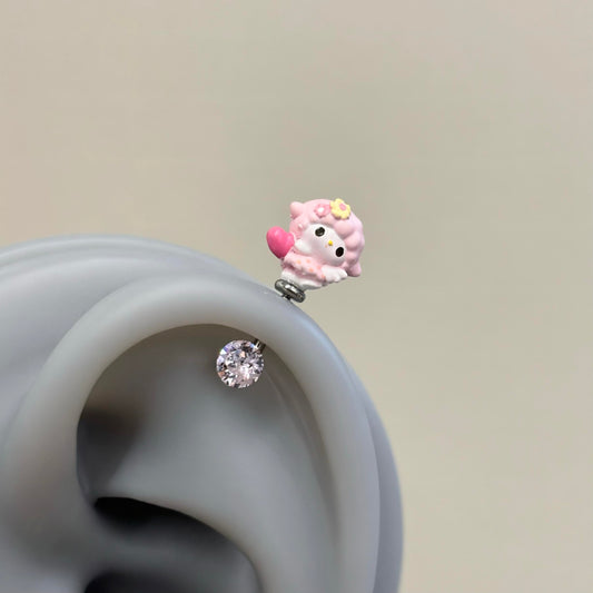 Sweet Piano Charm Vertical Helix Earrings