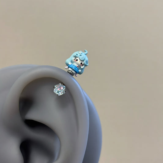Kawaii Blue Doll Cartilage Piercing Stud