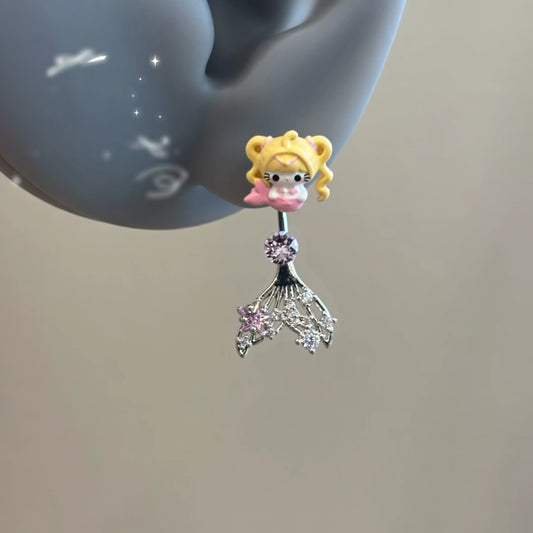 H Kitty Mermaid Charm Earring