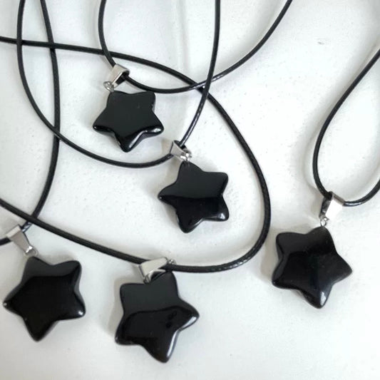Black Obsidian Star Gemstone Necklace