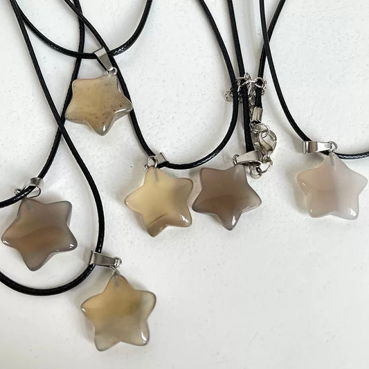 Grey Agate Star Gemstone Necklace