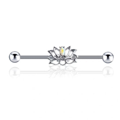 Halo Lotus Industrial Earrings