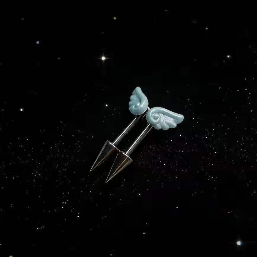 White Wing Vertical Helix Earrings