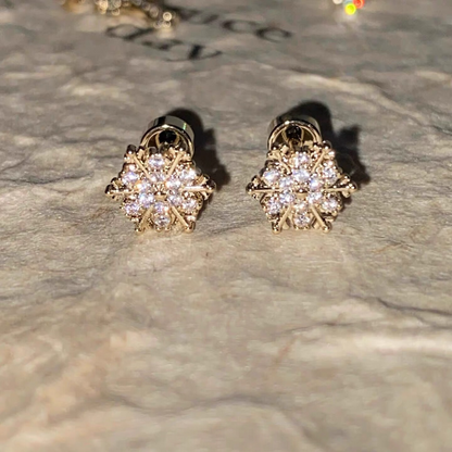 Champagne Gold Snowflake Studs.