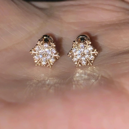 Champagne Gold Snowflake Studs.