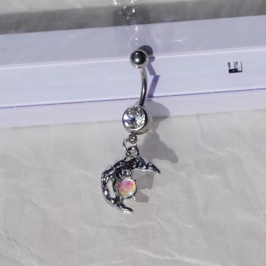 Opal Moon Dangle Belly Bar