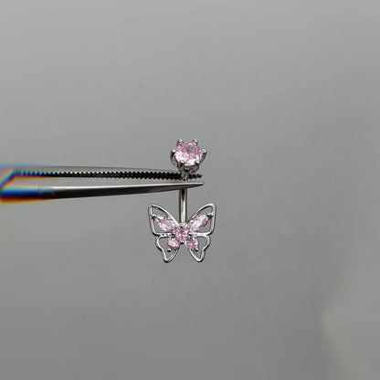 Pink Crystal Butterfly Belly Bar