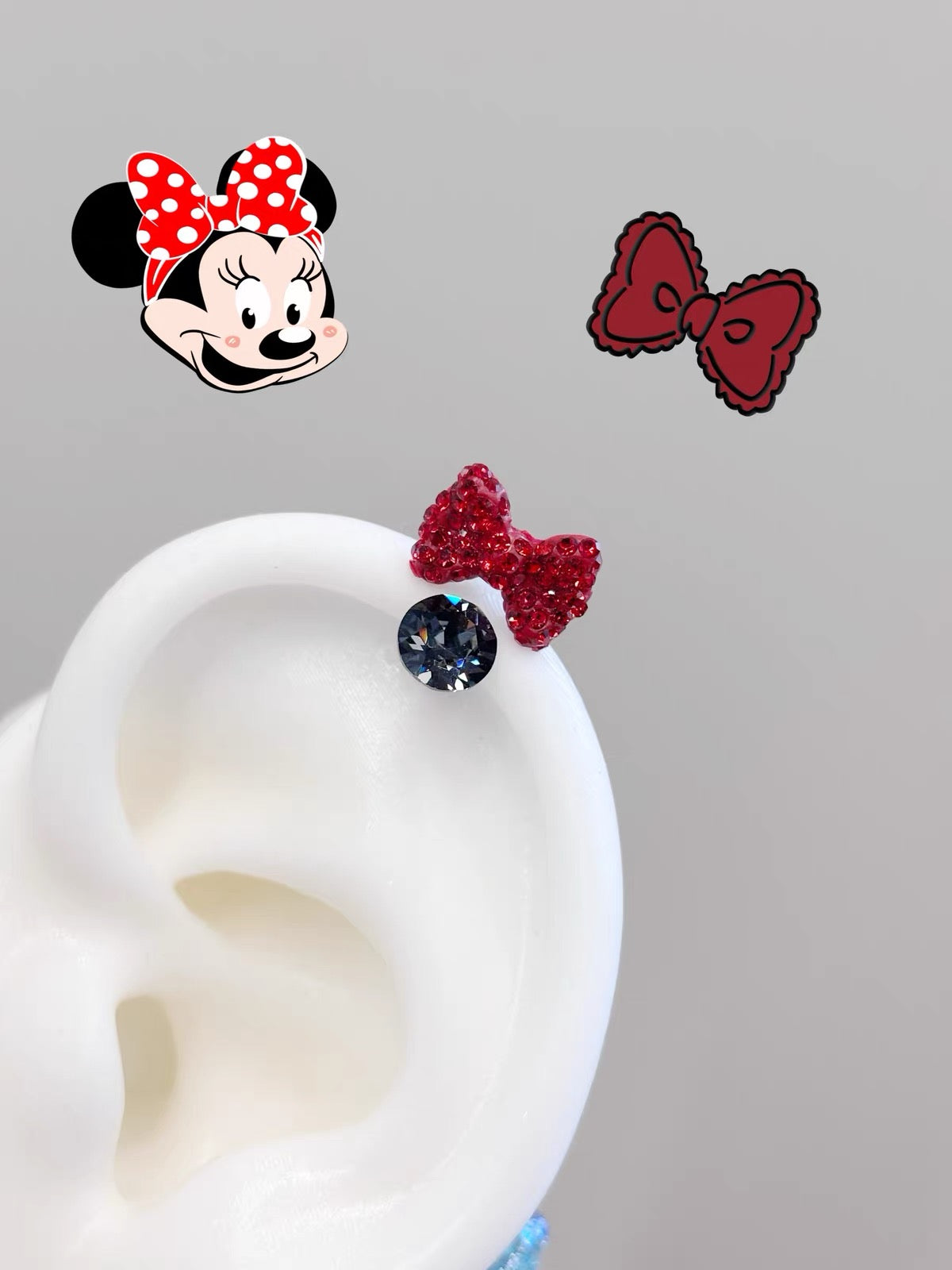 Minnie bow helix earrings