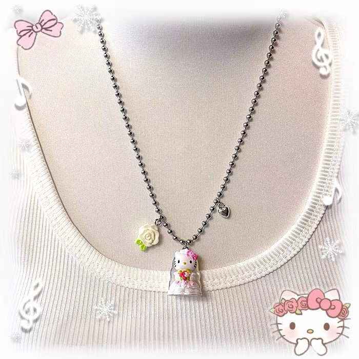 Kitty Bride Charm Necklace