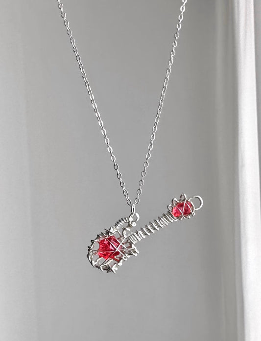Rock Heart Wire-Wrapped Guitar Necklace