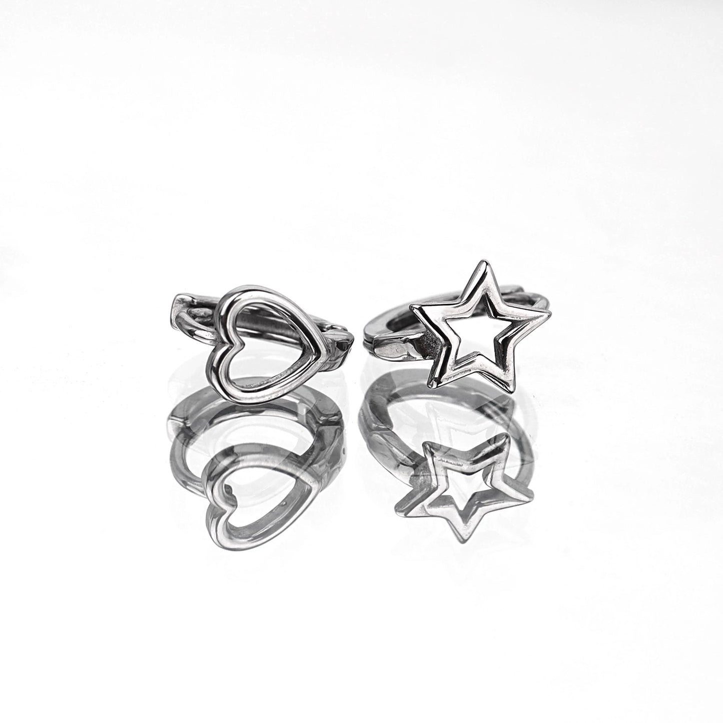 Love and Star Huggie Hoop Earrings