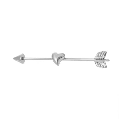Cupid Arrow Heart Industrial Earring
