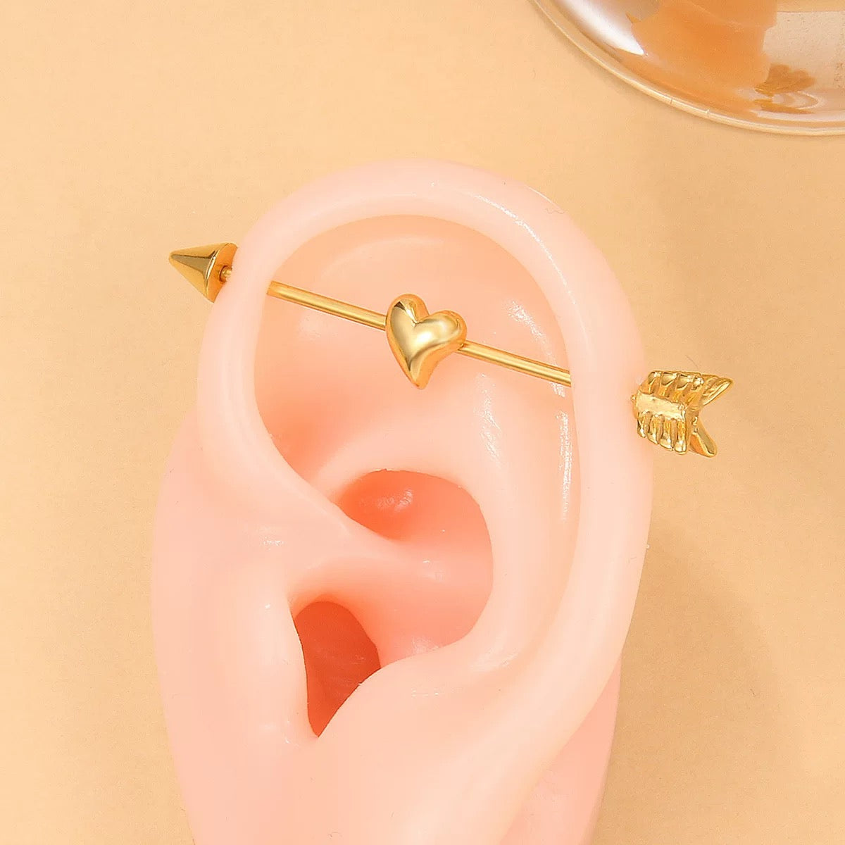 Cupid Arrow Heart Industrial Earring