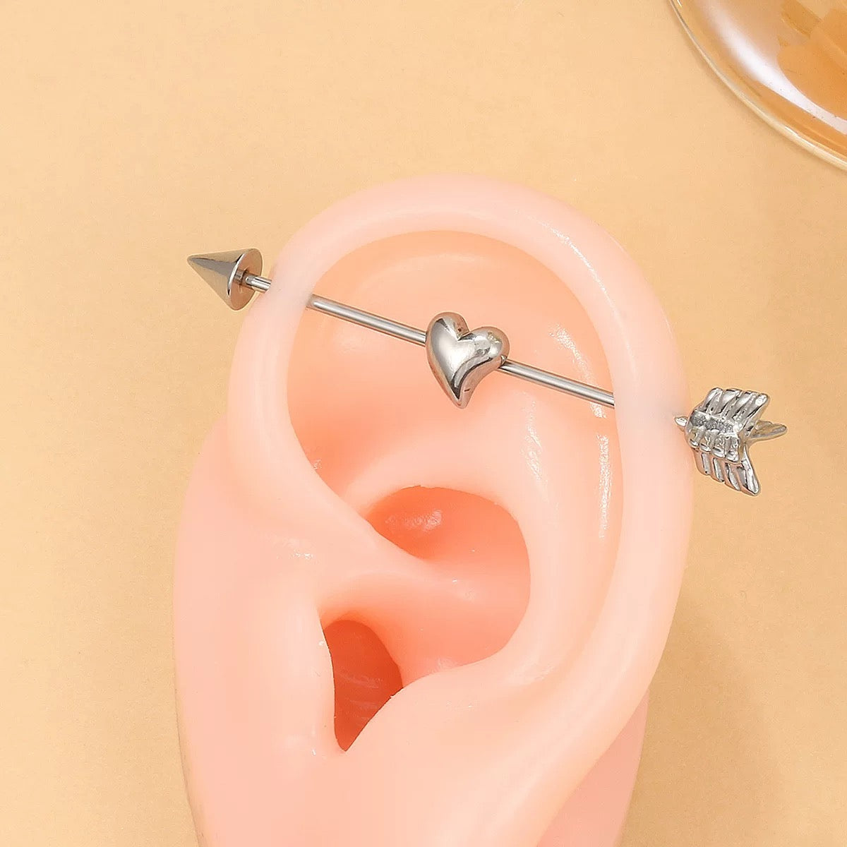 Cupid Arrow Heart Industrial Earring