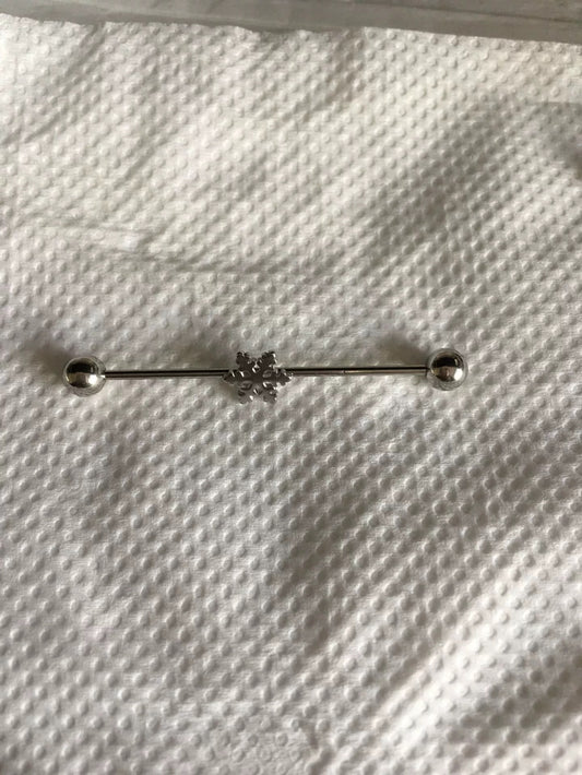 Silver Winter Snowflake Industrial Earring