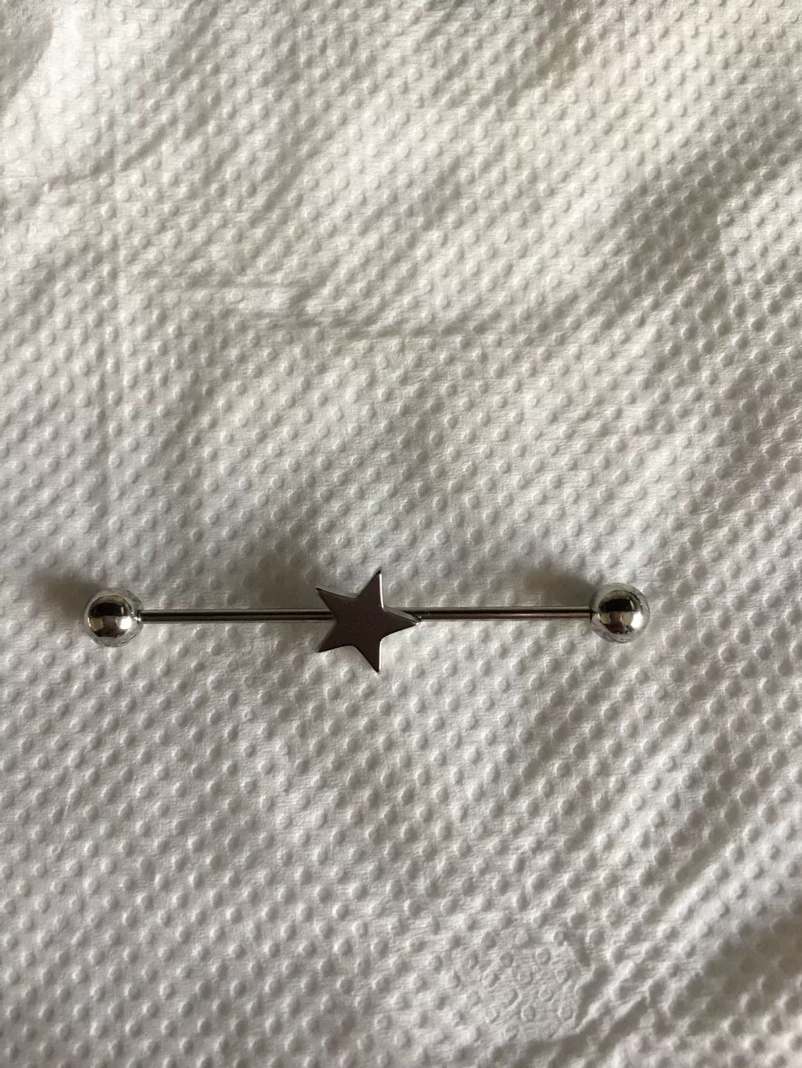 Silver Star Charm Industrial Earring
