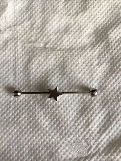 Silver Star Charm Industrial Earring