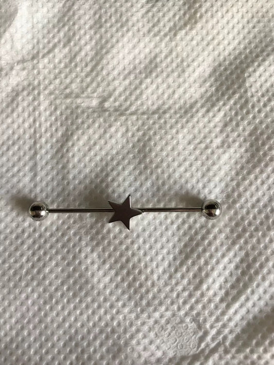 Silver Star Charm Industrial Earring