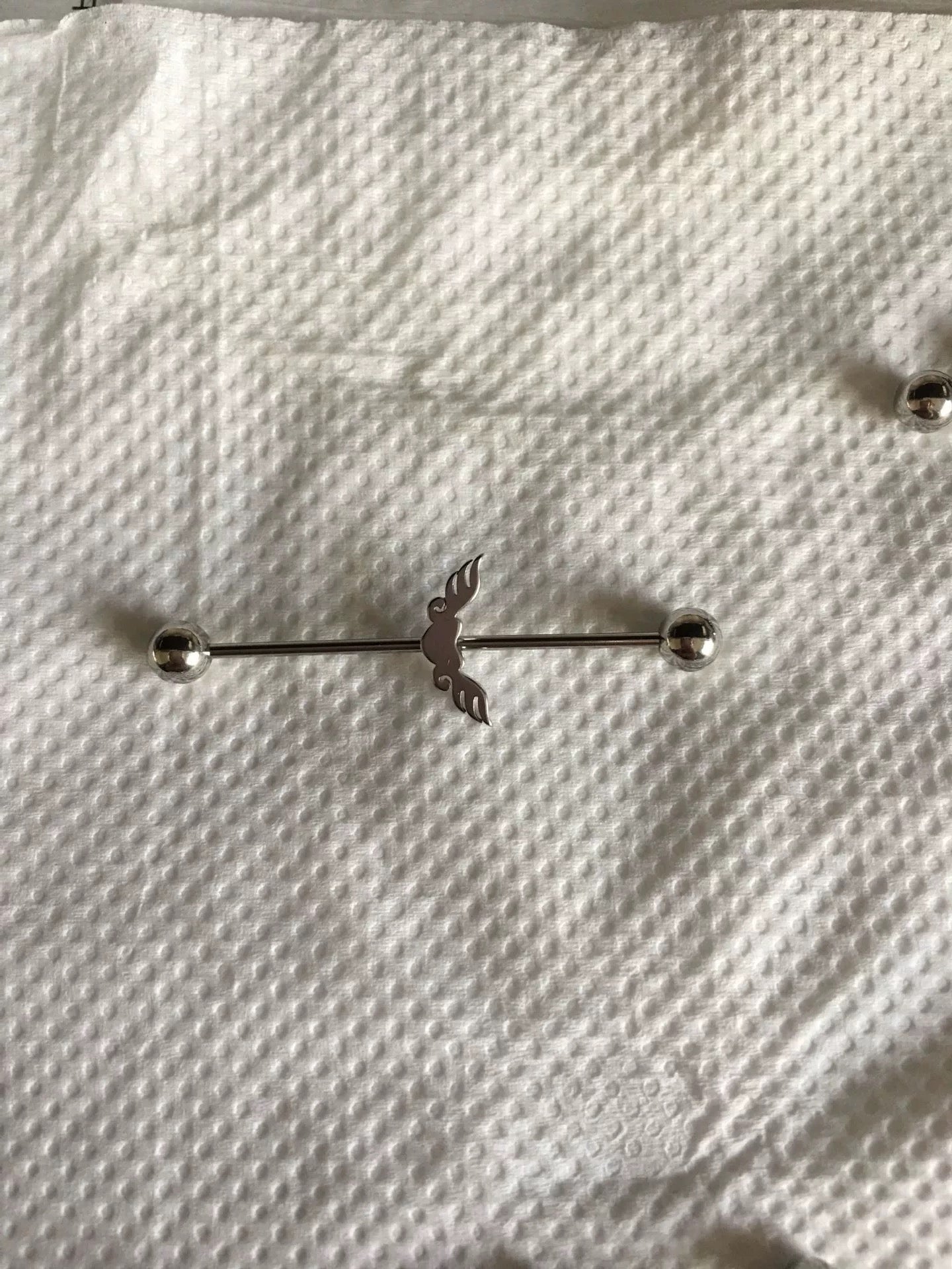 Silver Hummingbird Industrial Earring