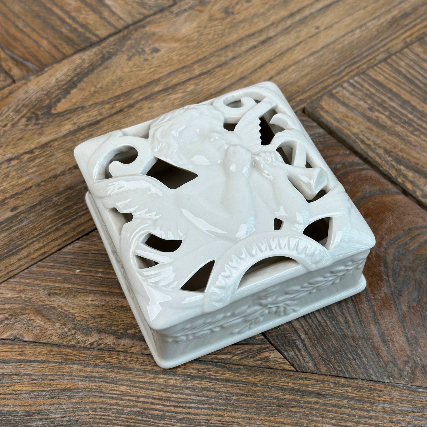 Cherub White Filigree Box