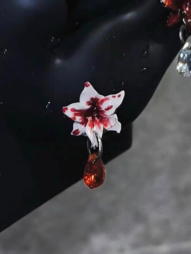 Red Lily Charm Earrings