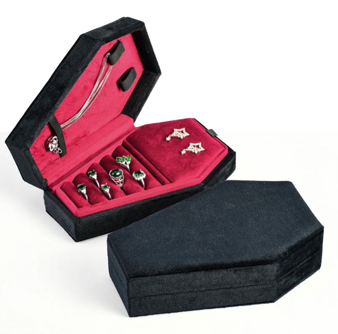 Midnight Black Coffin Jewelry Box