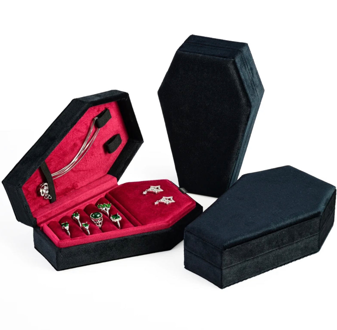 Midnight Black Coffin Jewelry Box