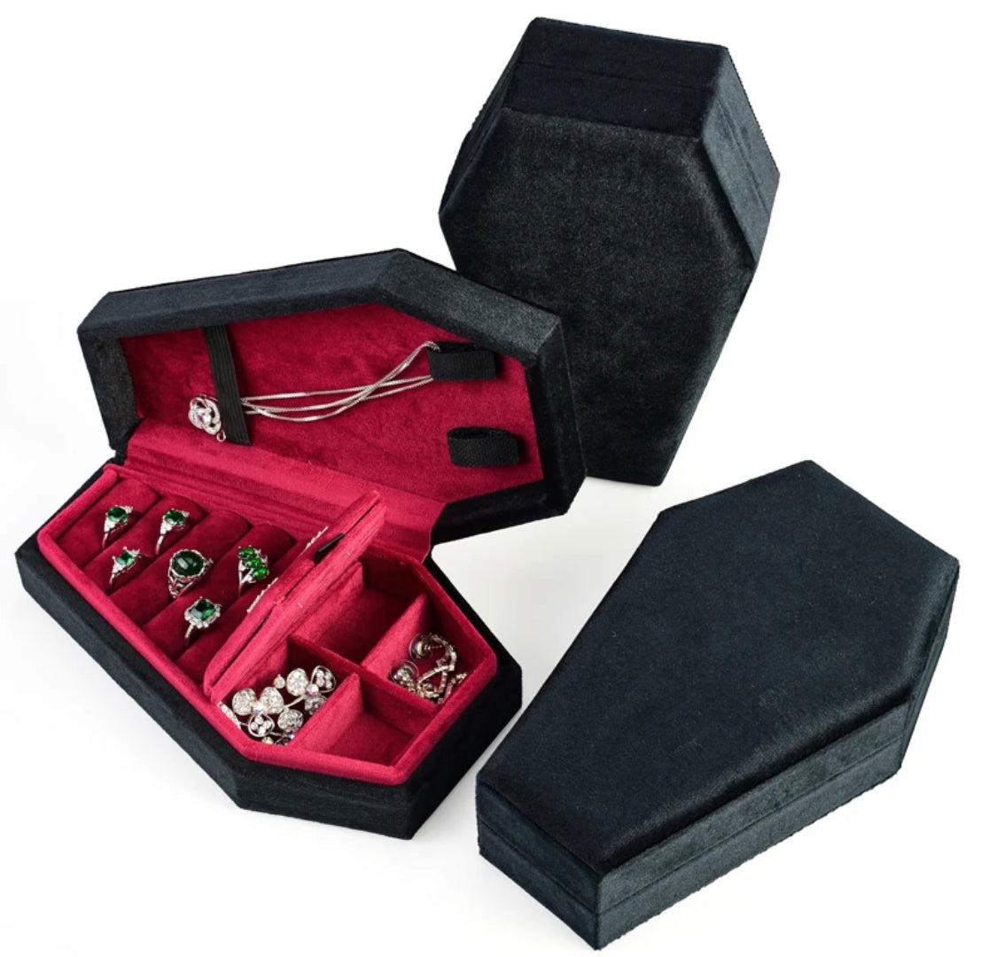 Midnight Black Coffin Jewelry Box