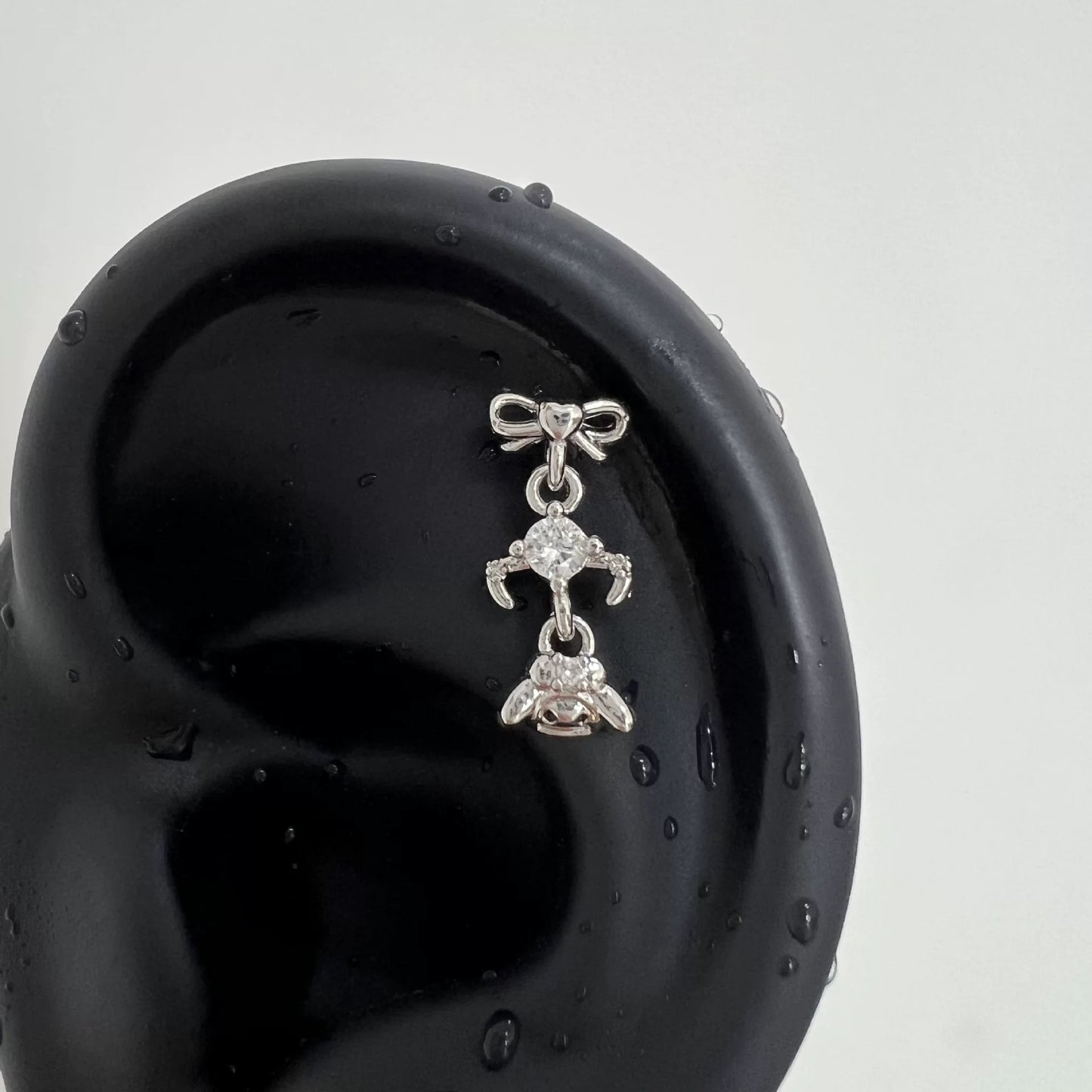 Silver Bow Bunny Dangle Earrings