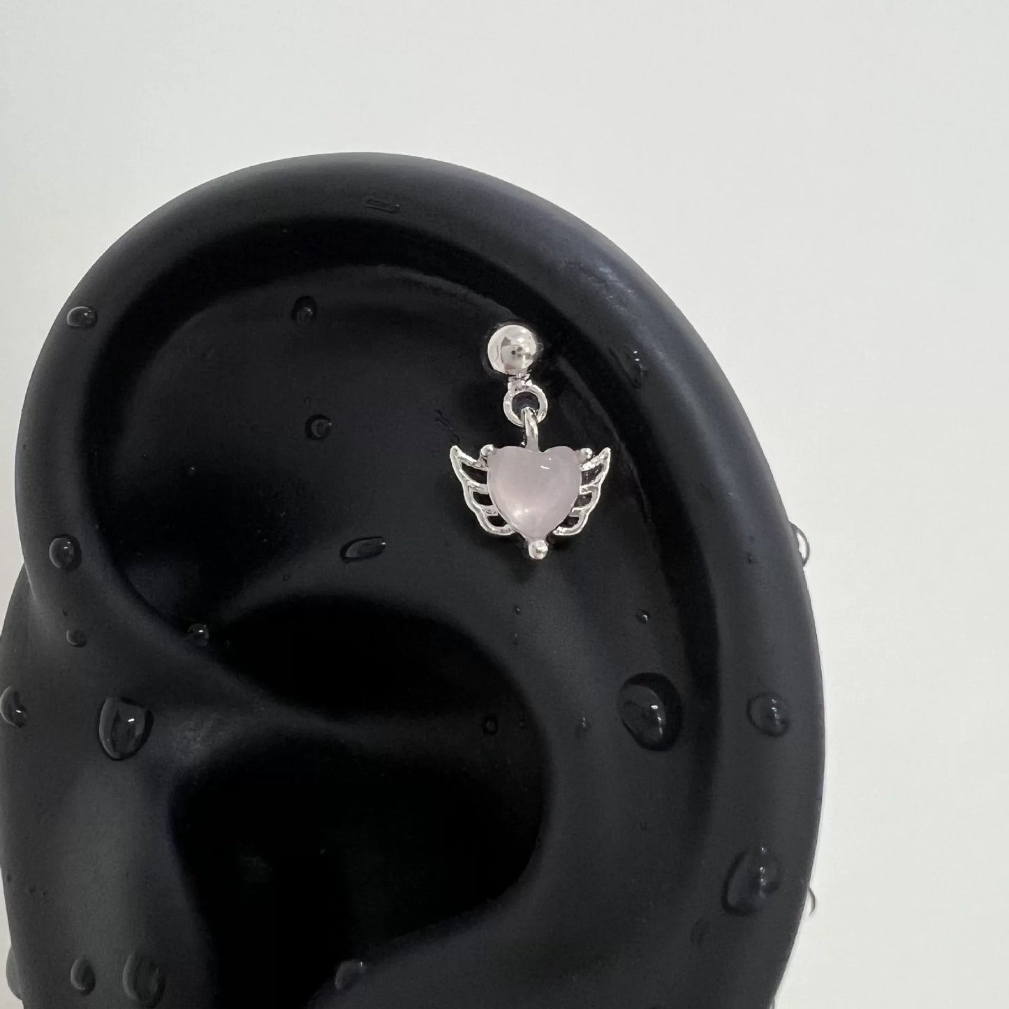 Silver Winged Heart Dangle Earrings