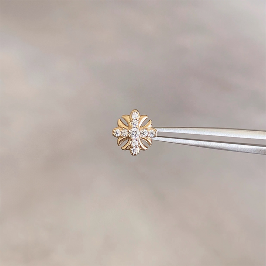 Gold Vintage Cross Helix Stud