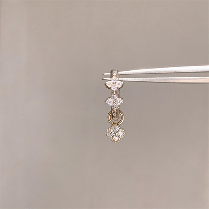 Gold Triple Flower Helix Hoop