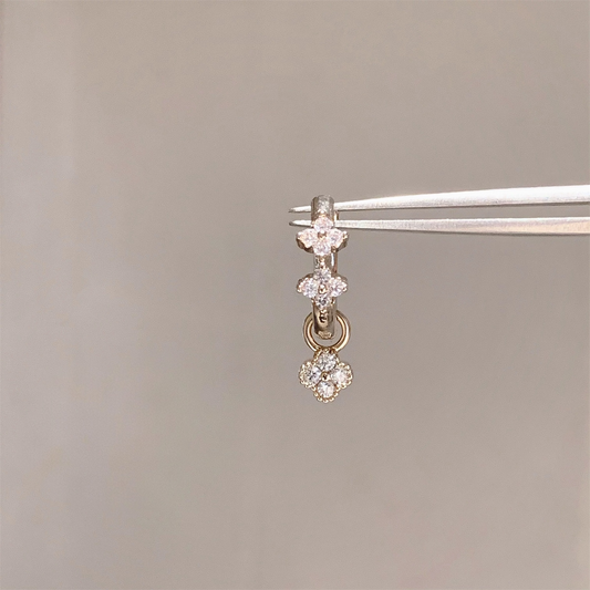 Gold Triple Flower Helix Hoop