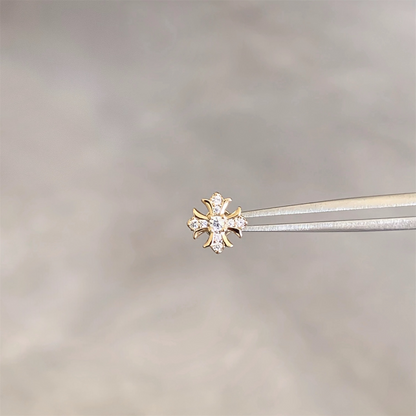 Gold Elegant Cross Helix Stud