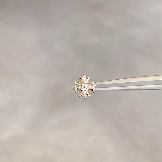 Gold Elegant Cross Helix Stud