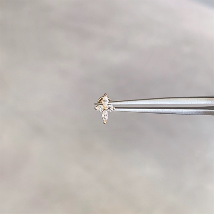 Gold Marquise Flower Helix Stud