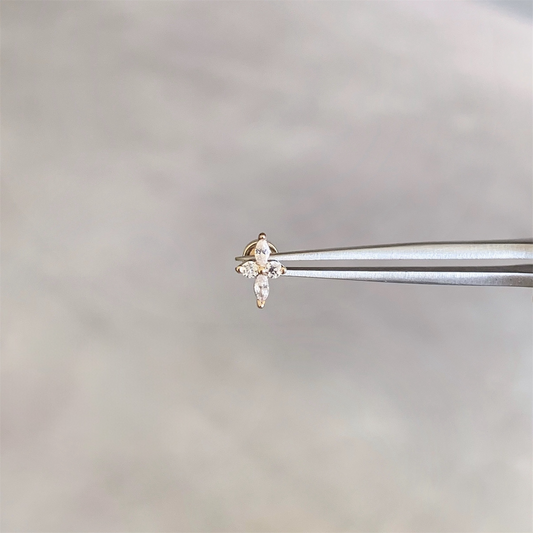 Gold Marquise Flower Helix Stud