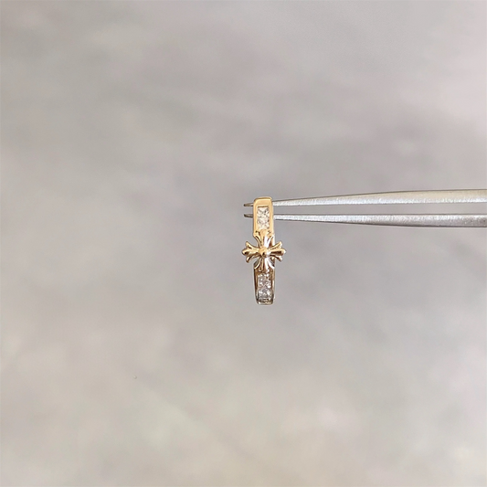 Gold Classic Cross Helix Hoop