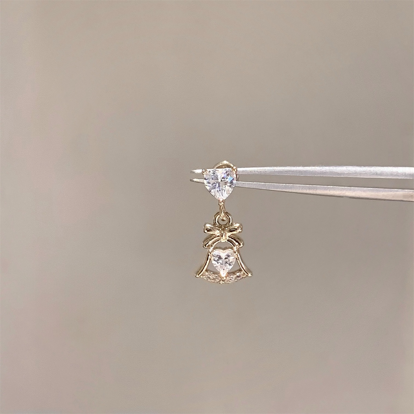 Gold Dainty Bow Helix Stud