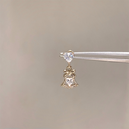 Gold Dainty Bow Helix Stud