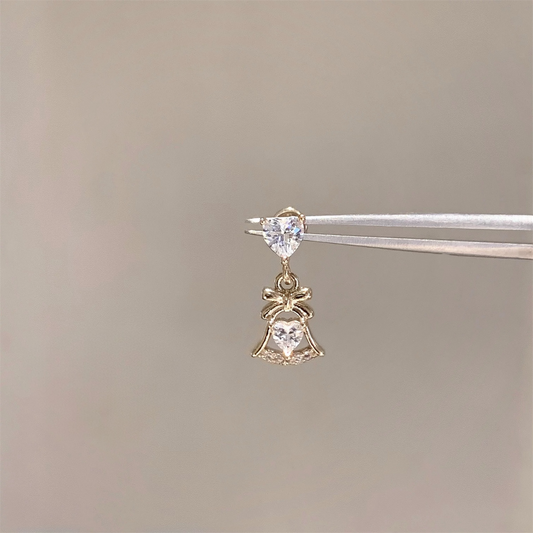 Gold Dainty Bow Helix Stud