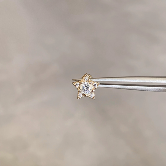 Gold Shimmering Star Helix Stud