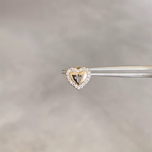 Gold Elegant Heart Helix Stud