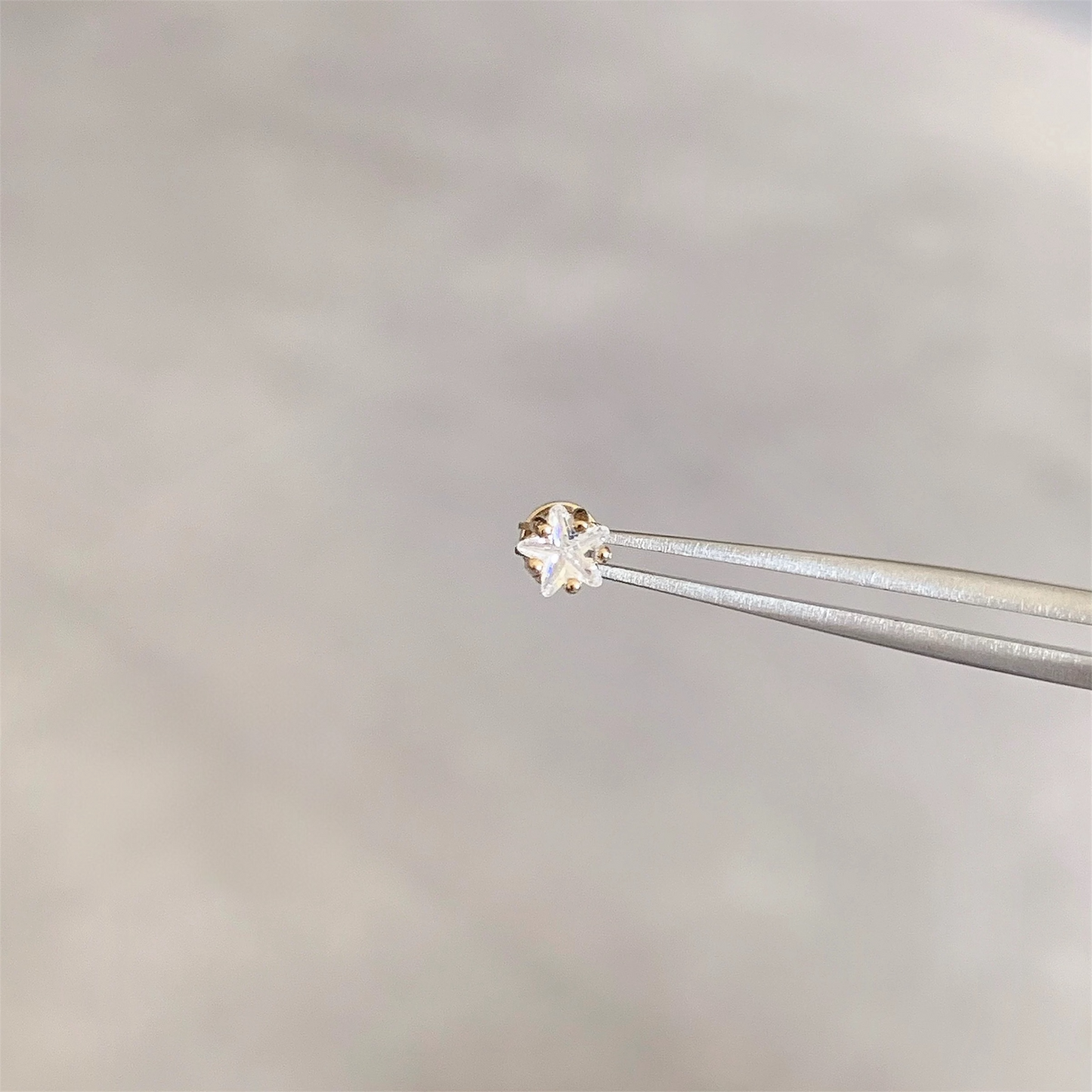 Gold Crystal Star Helix Stud