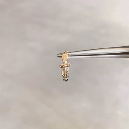 Gold Dainty Bow Helix Hoop