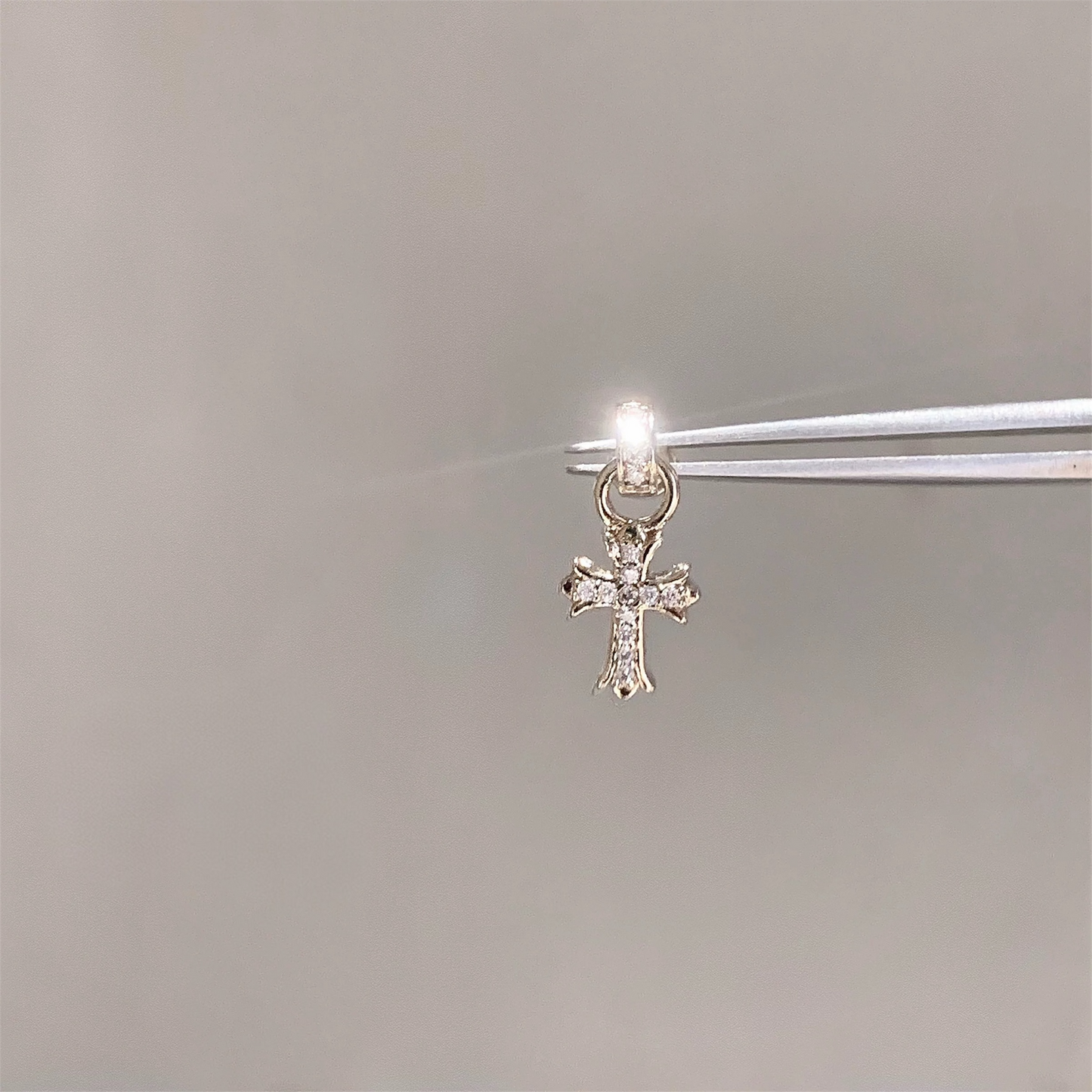 Gold Shimmering Cross Helix Hoop
